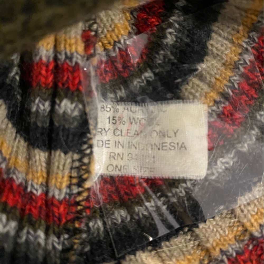 Vintage Bleecker Street Wool Blend Beanie Brown Striped  Hipster Winter Hat - Picture 5 of 6